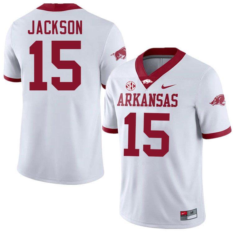 KJ Jackson Arkansas Jersey,Arkansas Razorbacks #15 KJ Jackson Jersey Youth College-White